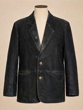 Vintage Hunters Run Black Leather Blazer Women’s Large Paisley Lined